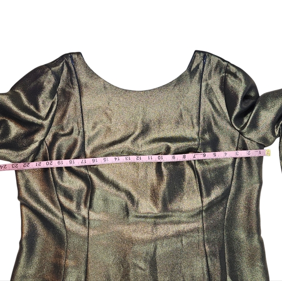 Akris Gold Metallic 100% Mulberry Silk Sheath Dress Sz 16 Evening Party Wedding - Picture 16 of 16